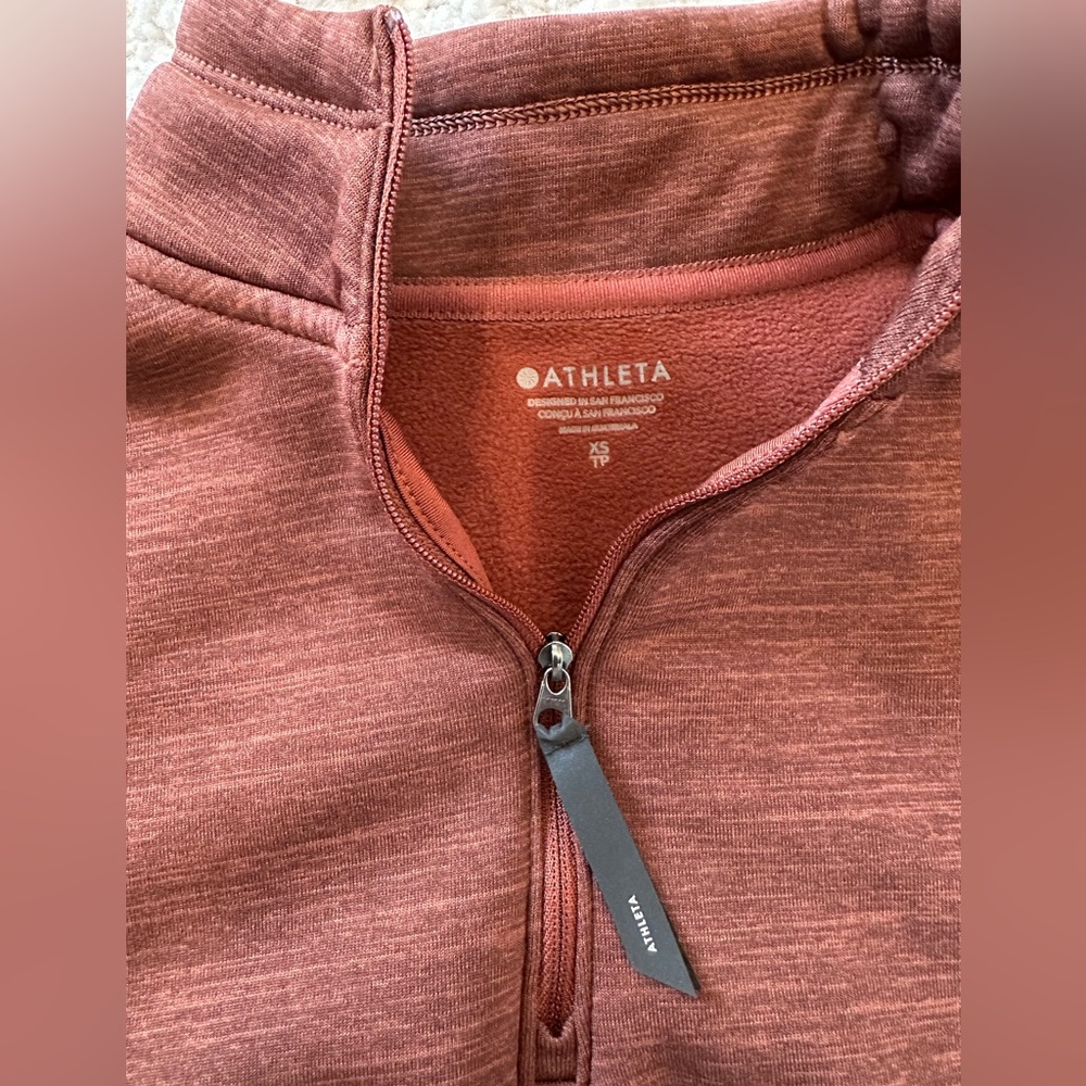 Athleta Brown Quarter-Zip Pullover Fleece - Picture 2 of 4
